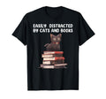 Easily Distracted Cats And Books Lover Cat T-Shirt - Unique Graphic Unisex - T-Shirt, Sweatshirt, Hoodie