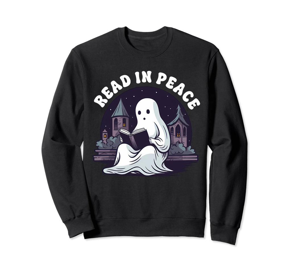 Ghost Book Read Peace Librarian Sweatshirt - Graphic Print for Adults - T-Shirt, Sweatshirt, Hoodie