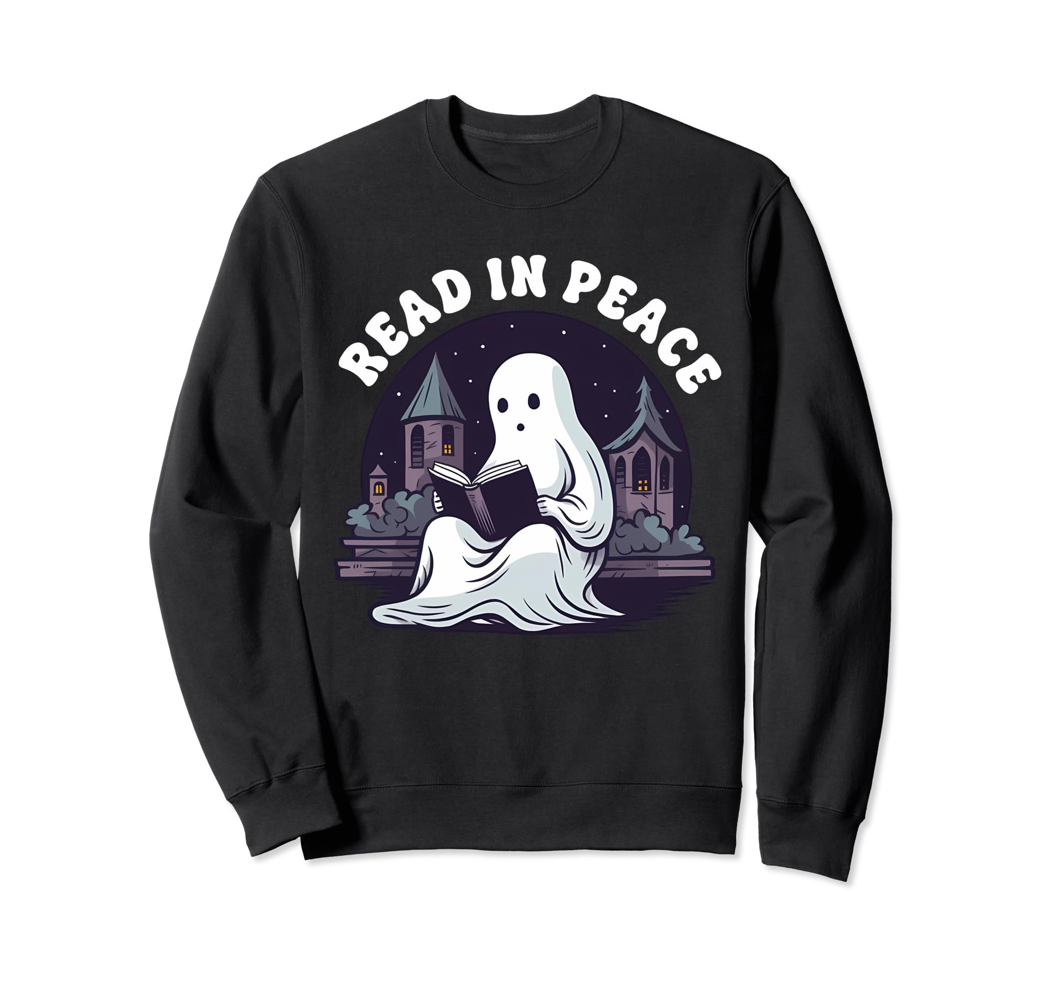 Ghost Book Read Peace Librarian Sweatshirt - Graphic Print for Adults - T-Shirt, Sweatshirt, Hoodie