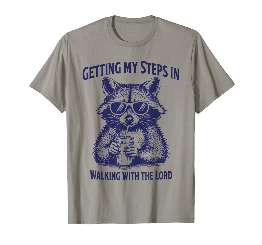 Getting My Steps Walking Lord Raccoon T-Shirt - Custom Art Print Unisex - T-Shirt, Sweatshirt, Hoodie