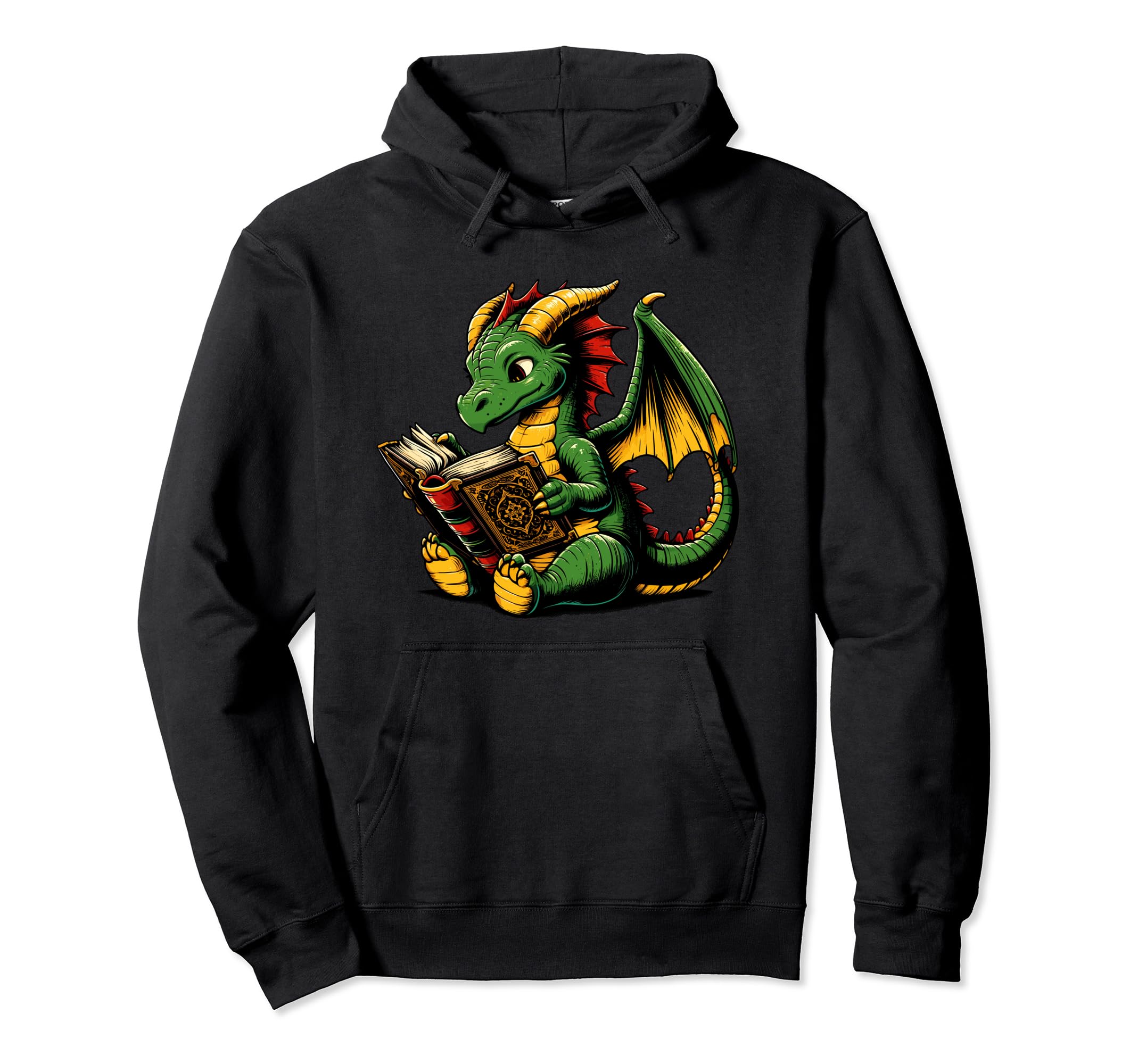 Dragon Reading Book Bookworm Books Hoodie - Aesthetic Graphic for Adults - T-Shirt, Sweatshirt, Hoodie