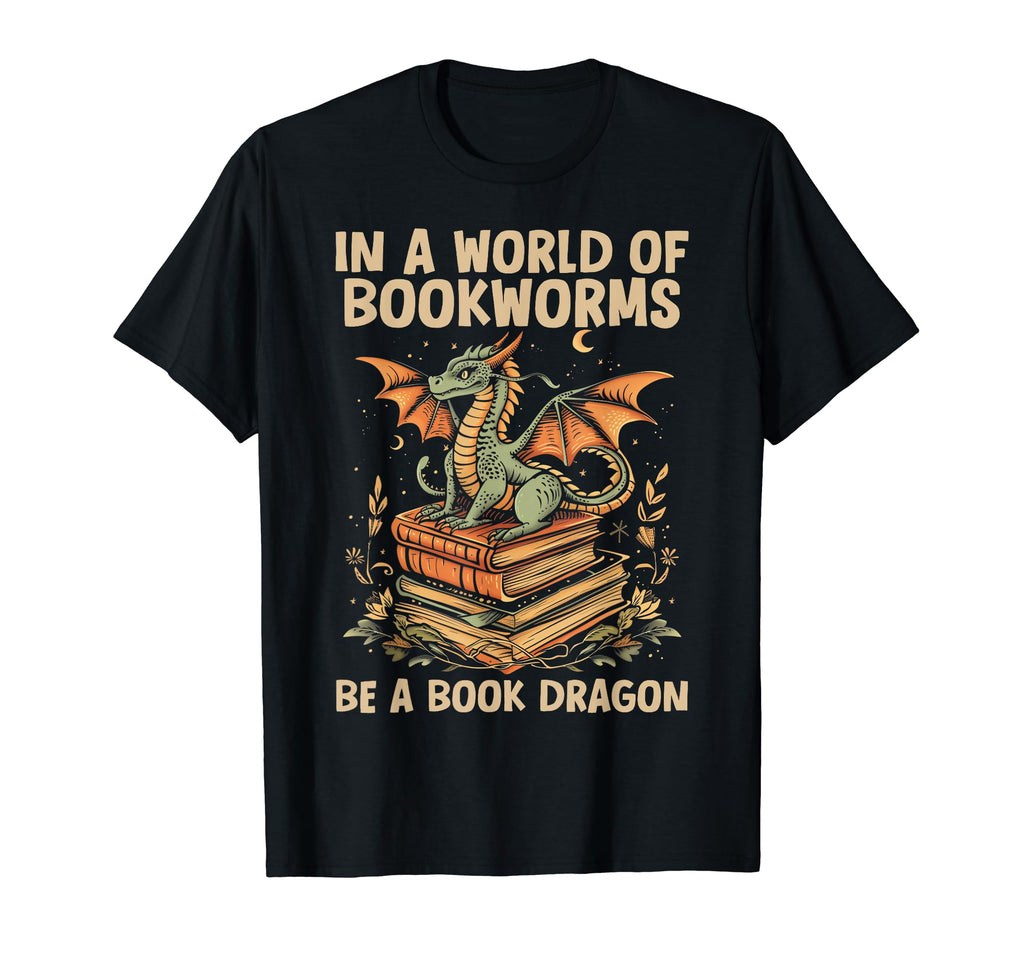 Book Dragon World Bookworms Funny T-Shirt - Fun Novelty Design Unisex - T-Shirt, Sweatshirt, Hoodie