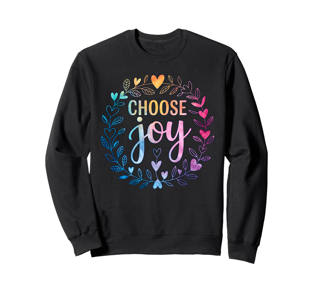 Choose Joy Watercolor Heart Wreath Sweatshirt - Trendy Graphic Unisex - T-Shirt, Sweatshirt, Hoodie
