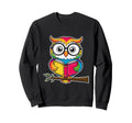 Owl Reading Bookworm Library Book Sweatshirt - Minimalist Print Unisex - T-Shirt, Sweatshirt, Hoodie