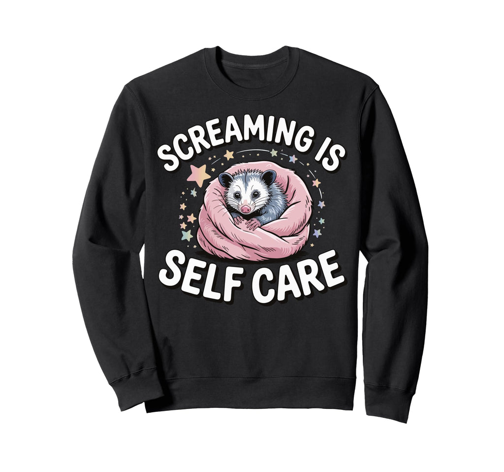 Opossum Therapeutic Screaming Stress Hoodie - Trendy Graphic for Adults - T-Shirt, Sweatshirt, Hoodie