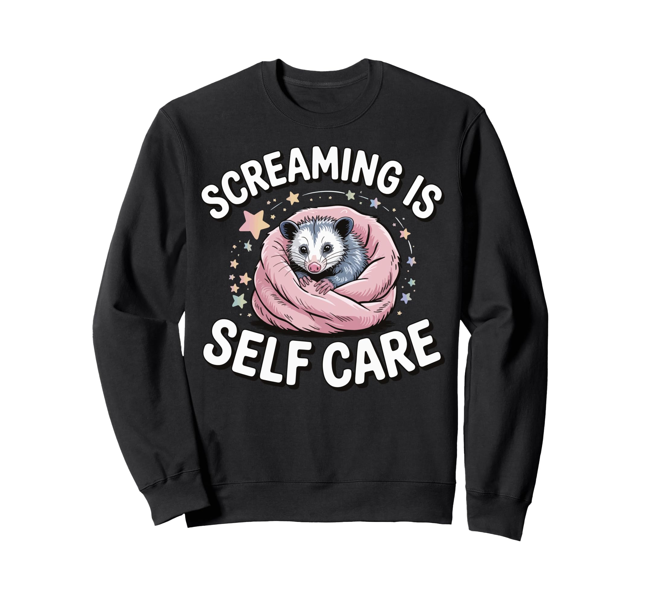 Opossum Therapeutic Screaming Stress Hoodie - Trendy Graphic for Adults - T-Shirt, Sweatshirt, Hoodie