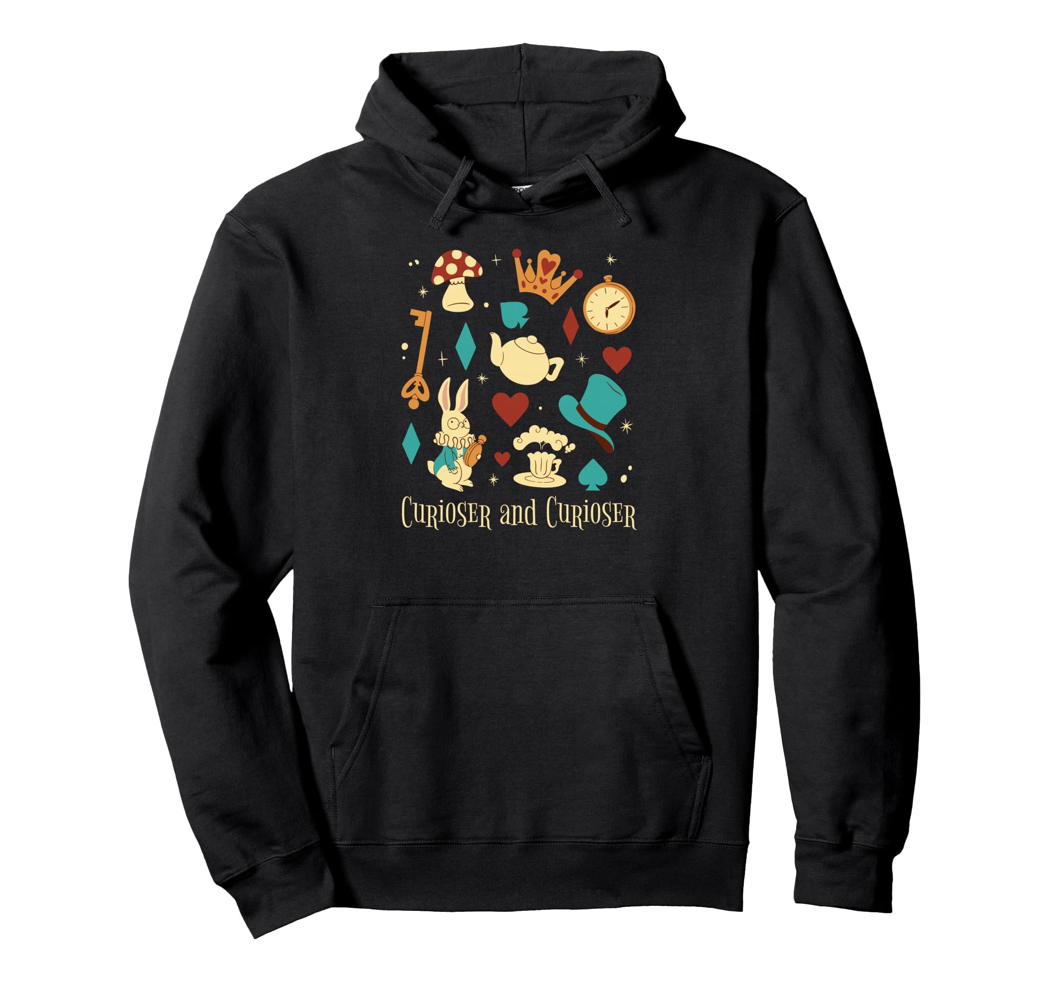 Curiouser And Curiouser Alice Hoodie - Minimalist Print for Adults - T-Shirt, Sweatshirt, Hoodie
