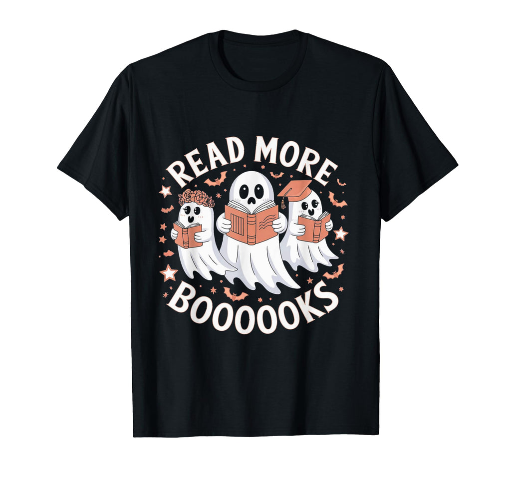 Read More Booooooks Ghost Halloween Spooky T-Shirt - Trendy Graphic Unisex - T-Shirt, Sweatshirt, Hoodie