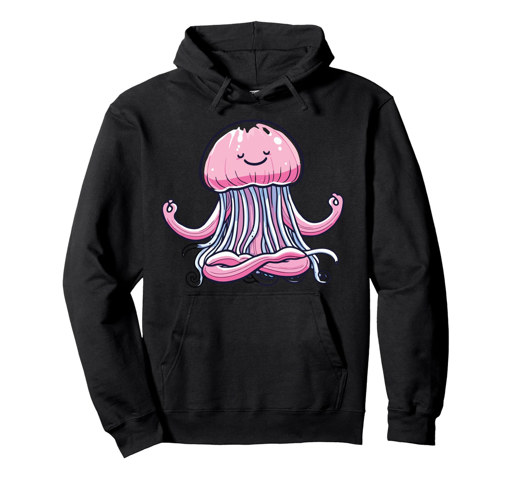 Meditation Jellyfish Yoga Pose Relaxing Hoodie - Unique Graphic Men Women - T-Shirt, Sweatshirt, Hoodie