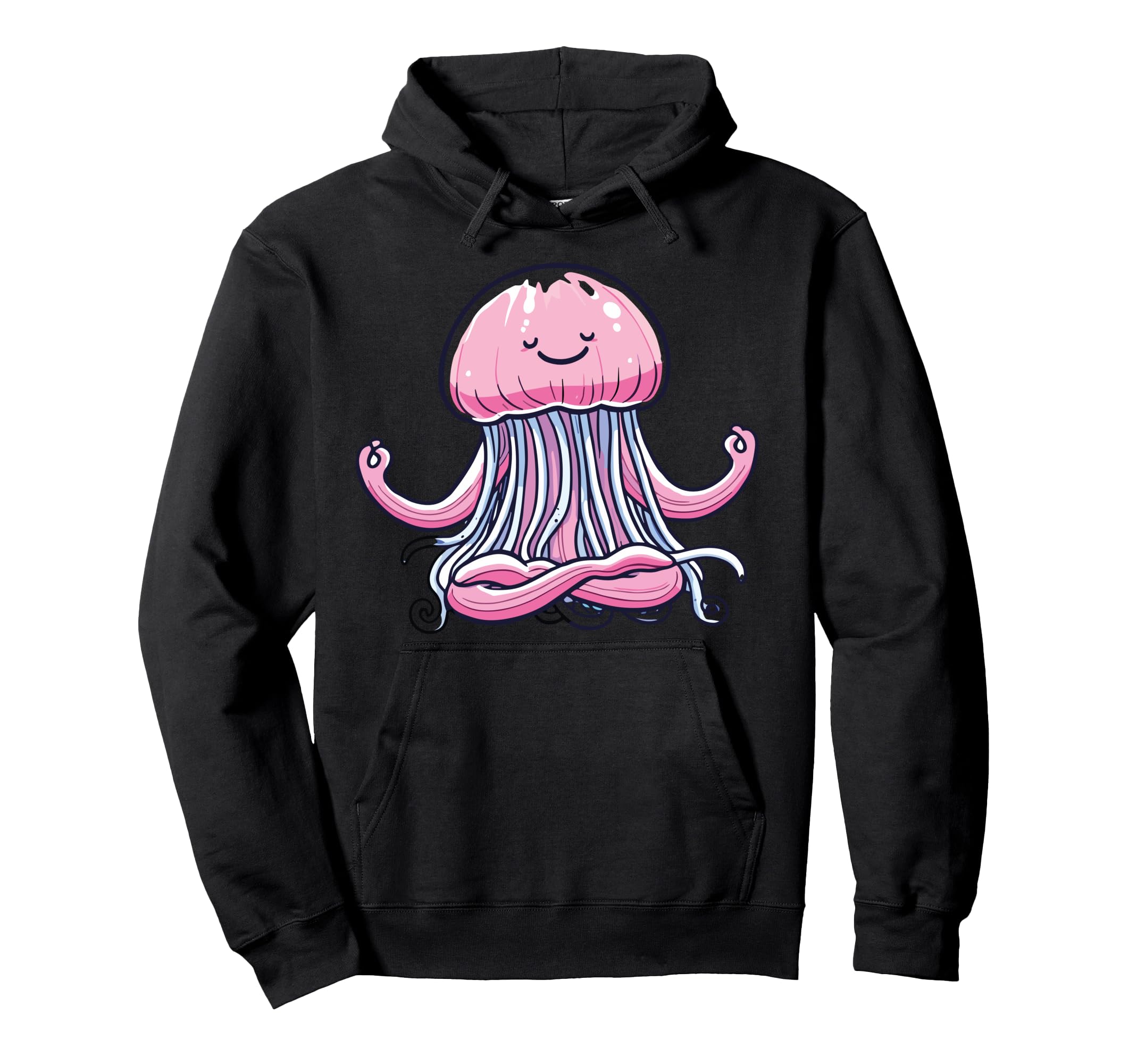 Meditation Jellyfish Yoga Pose Relaxing Hoodie - Unique Graphic Men Women - T-Shirt, Sweatshirt, Hoodie
