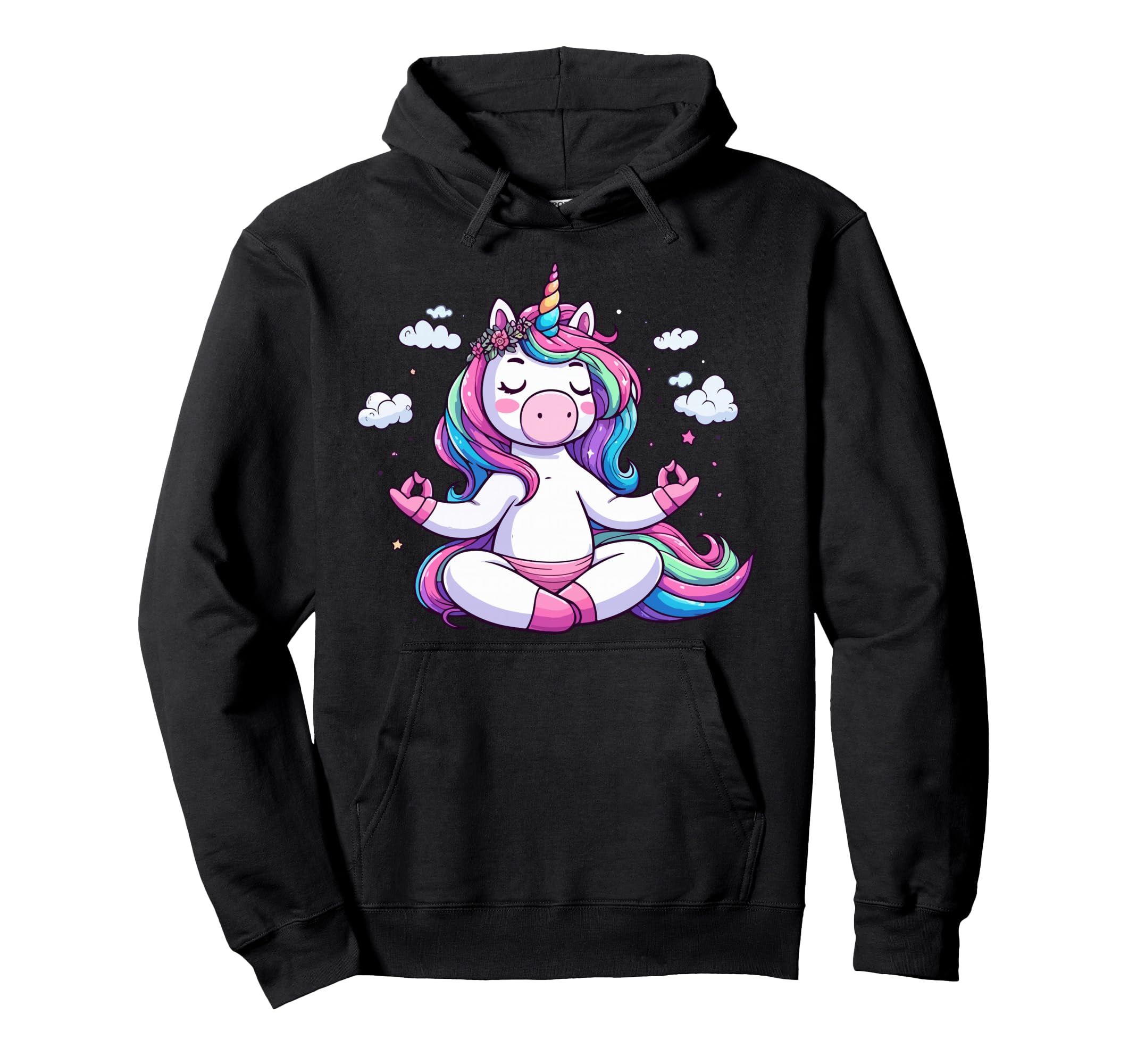 Meditation Unicorn Yoga Pose Relaxing Hoodie - Minimalist Print for Adults - T-Shirt, Sweatshirt, Hoodie