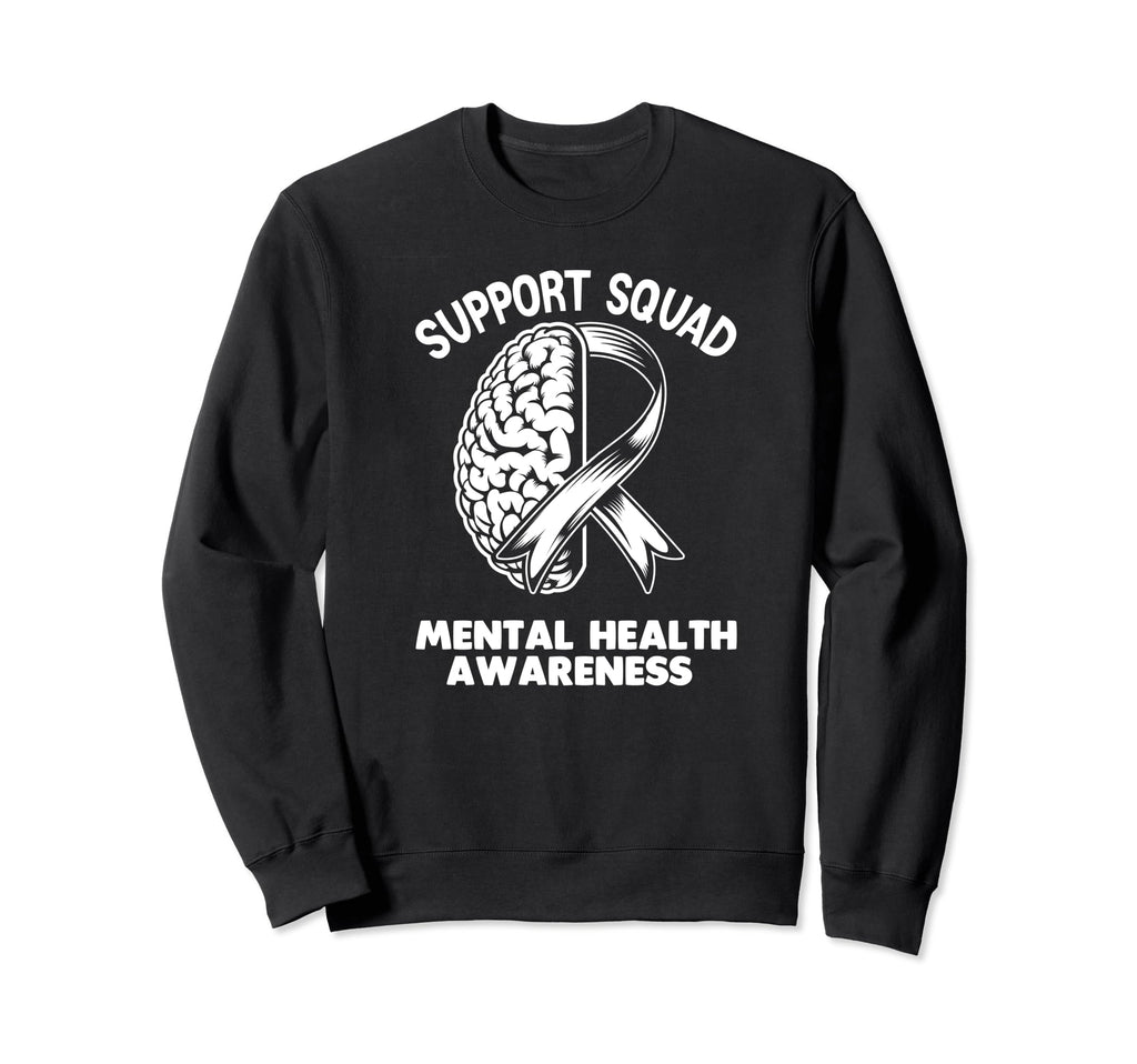 Mental Health Squad Brain Green Sweatshirt - Aesthetic Graphic Men Women - T-Shirt, Sweatshirt, Hoodie
