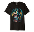 Distressed Bookworm Dragon Reading T-Shirt - Novelty Apparel for Adults - T-Shirt, Sweatshirt, Hoodie
