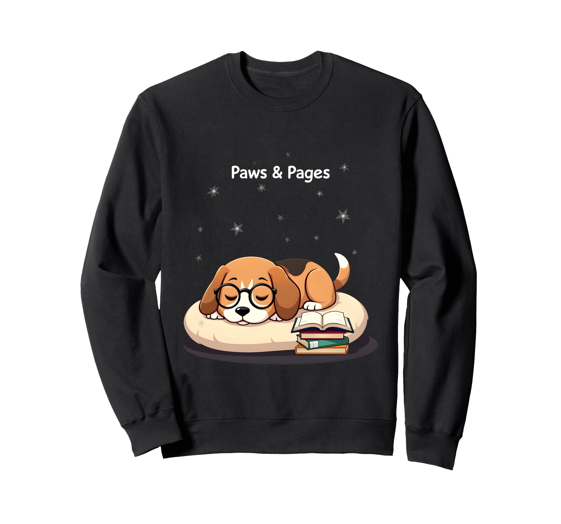 Sleepy Puppy Reading Paws And Pages Sweatshirt - Fun Novelty Design Unisex - T-Shirt, Sweatshirt, Hoodie