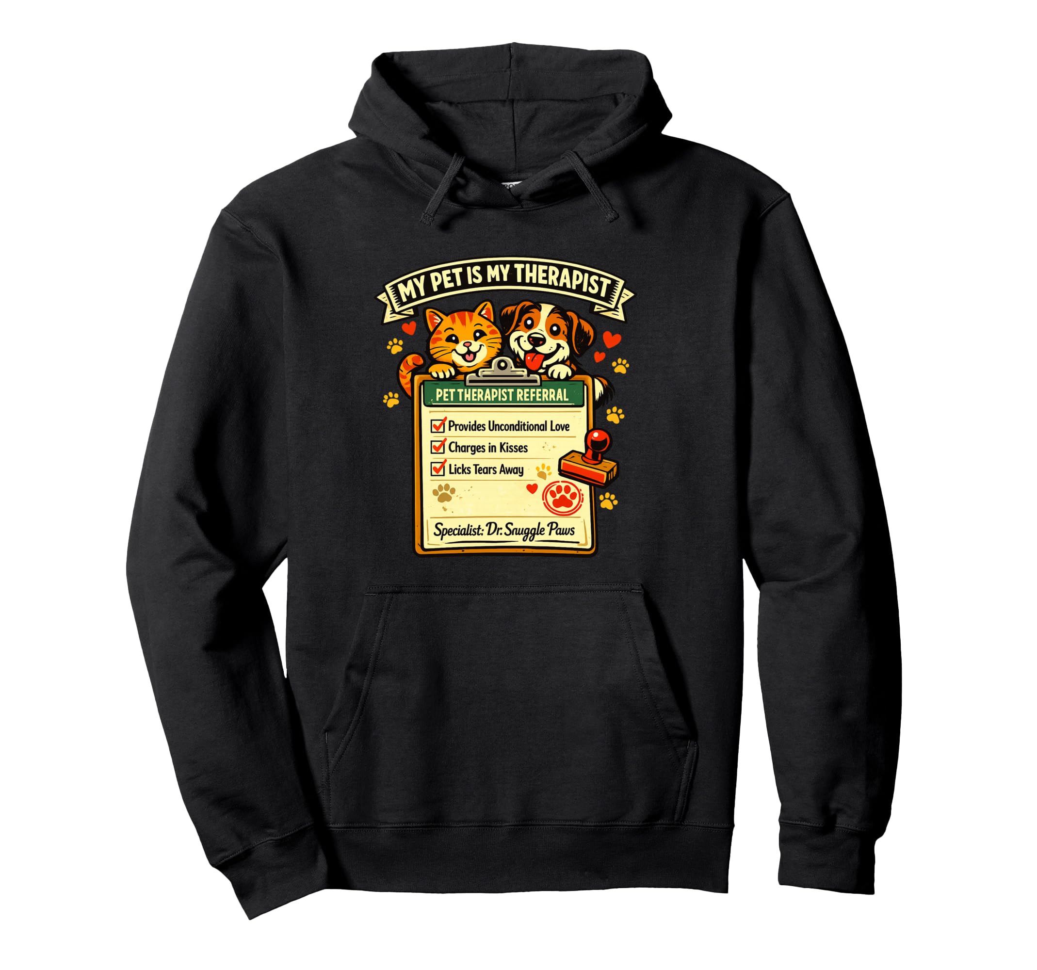 Pet Therapy Cat And Dog Hoodie - Aesthetic Graphic for Adults - T-Shirt, Sweatshirt, Hoodie