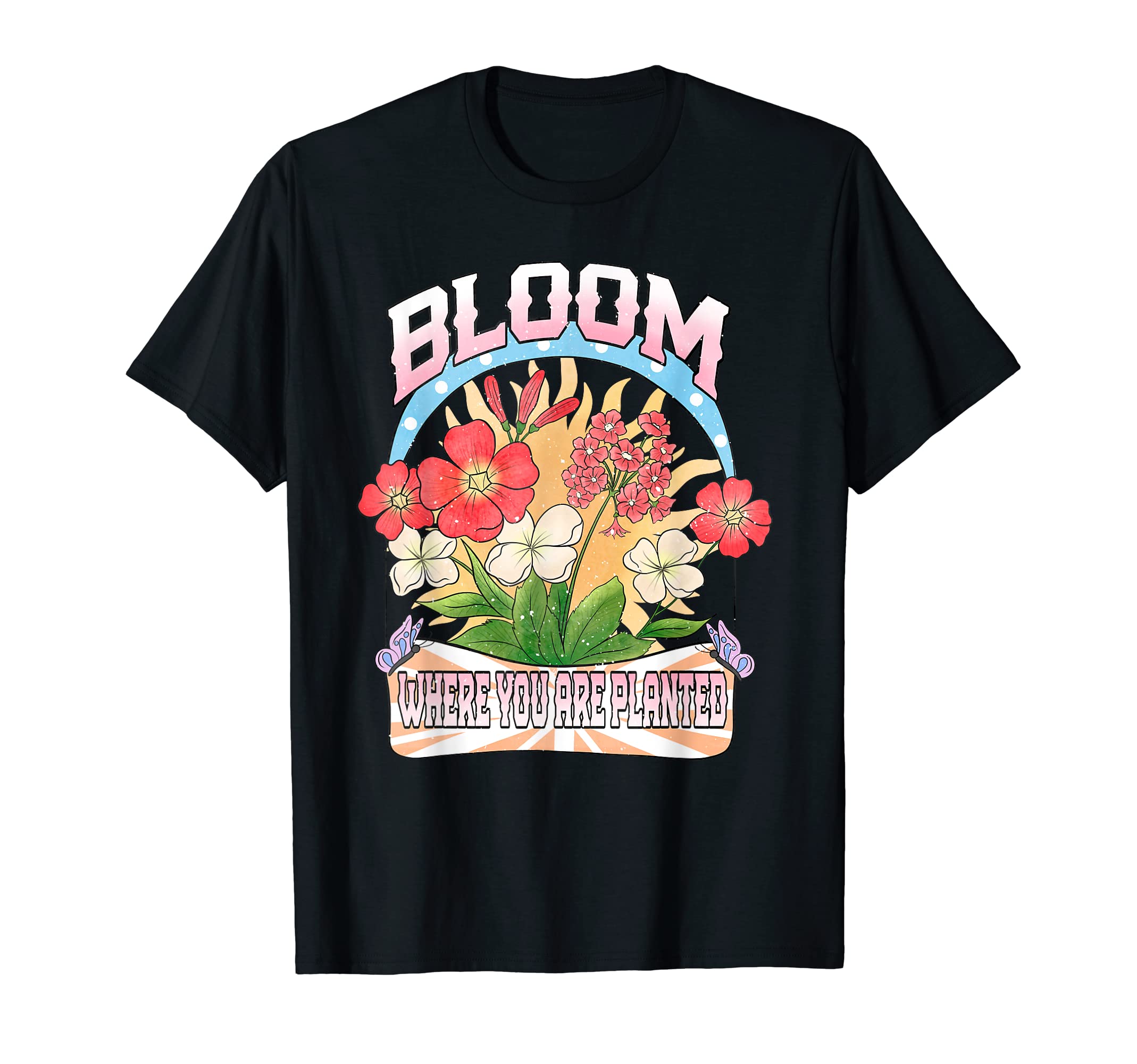 Positivity 70S Floral Boho Mental T-Shirt - Graphic Print for Adults - T-Shirt, Sweatshirt, Hoodie