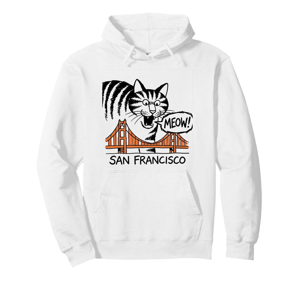 San Francisco Cat Golden Gates Bridge Hoodie - Custom Art Print for Adults - T-Shirt, Sweatshirt, Hoodie