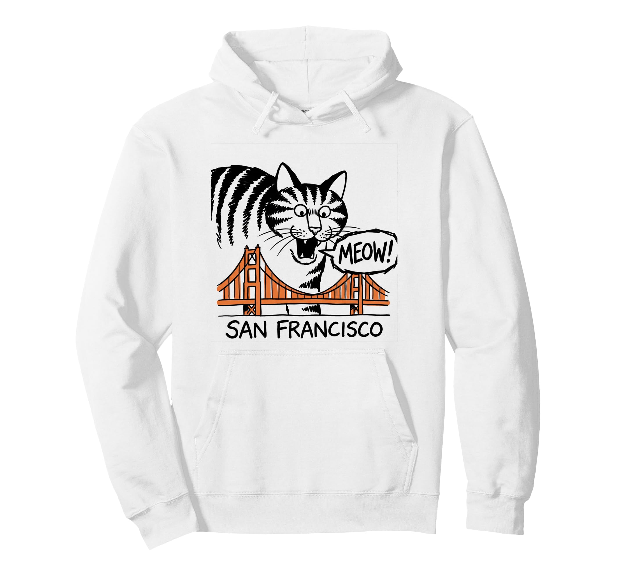 San Francisco Cat Golden Gates Bridge Hoodie - Custom Art Print for Adults - T-Shirt, Sweatshirt, Hoodie