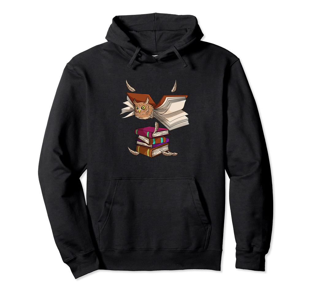 Owl Bookworm Reading Addict Bookish Hoodie - Custom Art Print for Adults - T-Shirt, Sweatshirt, Hoodie