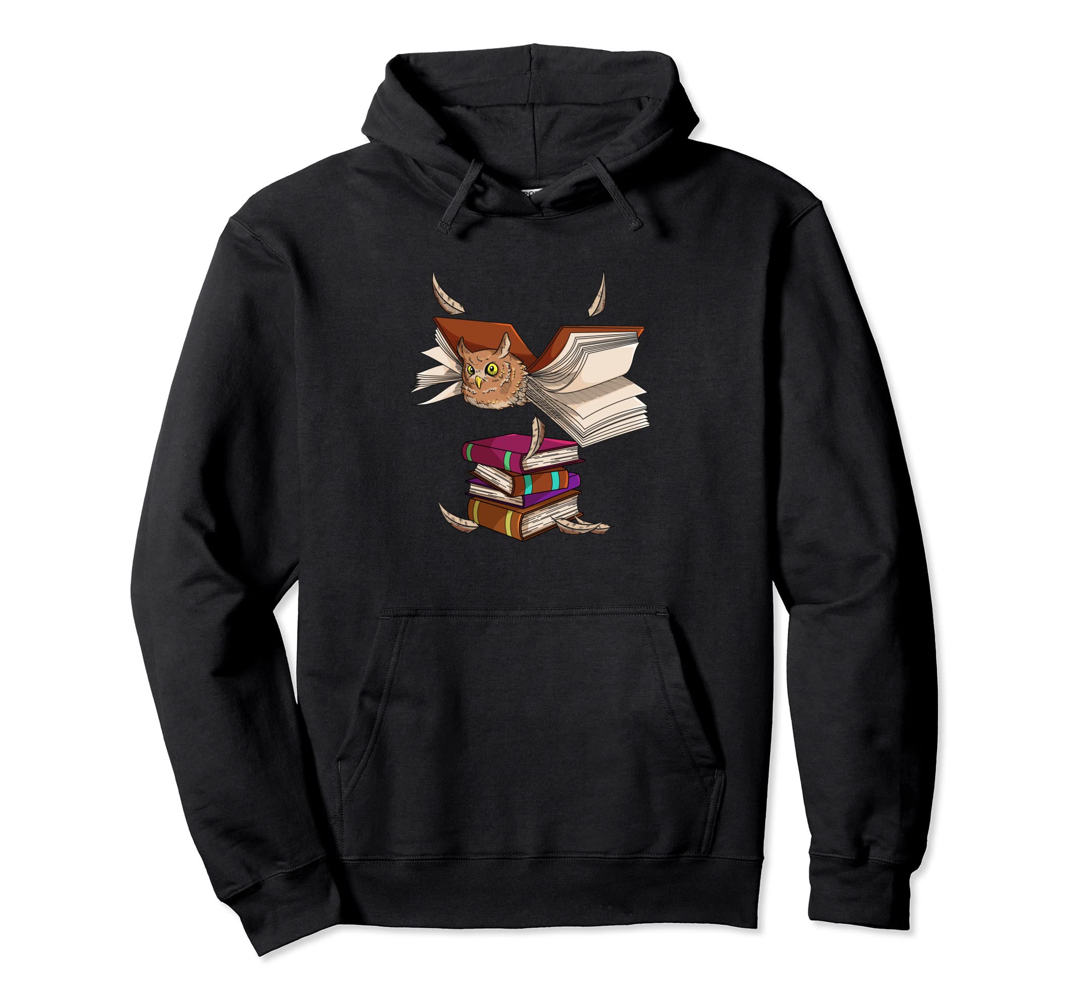 Owl Bookworm Reading Addict Bookish Hoodie - Custom Art Print for Adults - T-Shirt, Sweatshirt, Hoodie