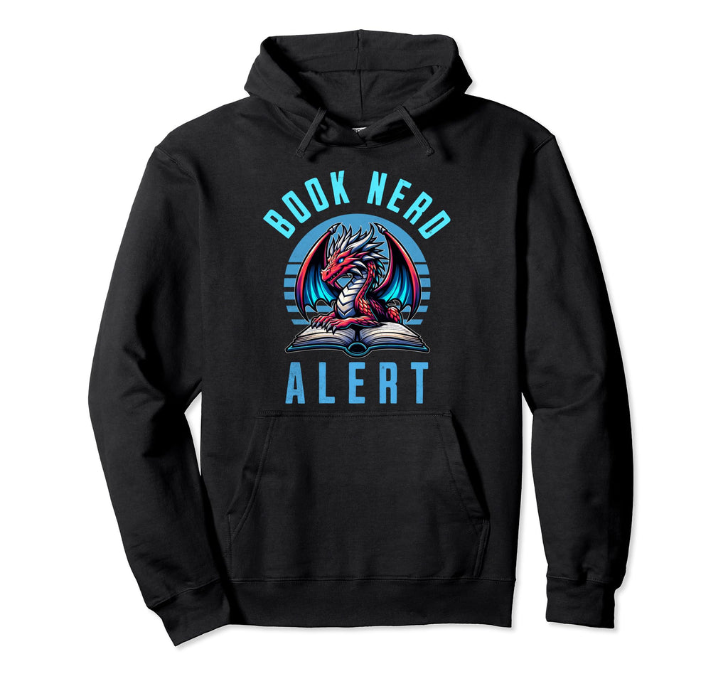 Dragon Reading Bookworm Book Hoodie - Minimalist Print Unisex - T-Shirt, Sweatshirt, Hoodie