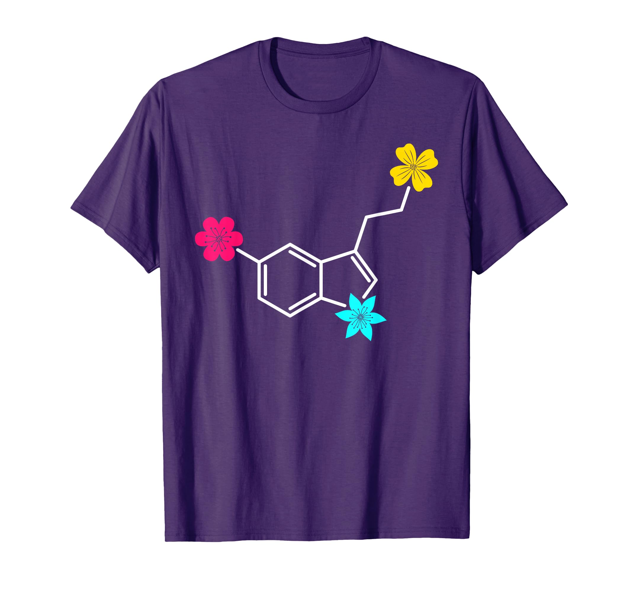 Serotonin Molecule Flowers Psychedelic T-Shirt - Trendy Graphic Men Women - T-Shirt, Sweatshirt, Hoodie