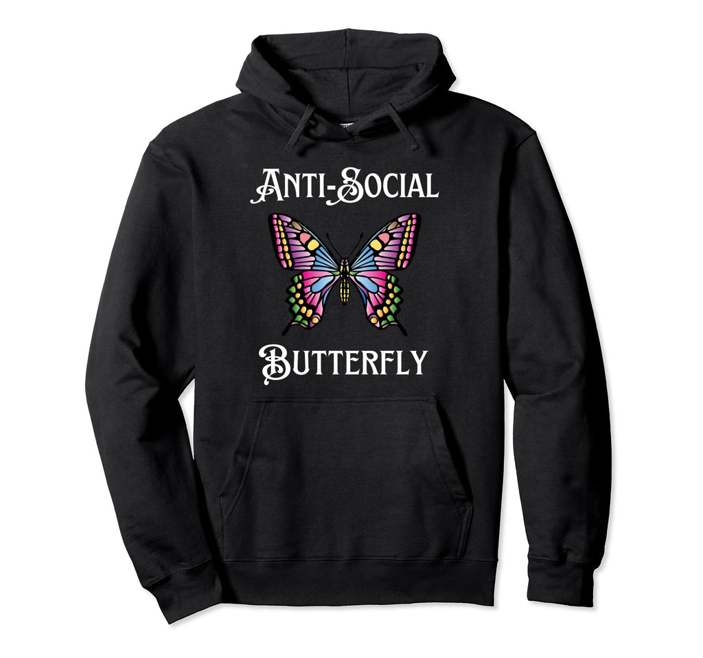 Antisocial Butterfly Aesthetic Funny Hoodie - Aesthetic Graphic Men Women - T-Shirt, Sweatshirt, Hoodie