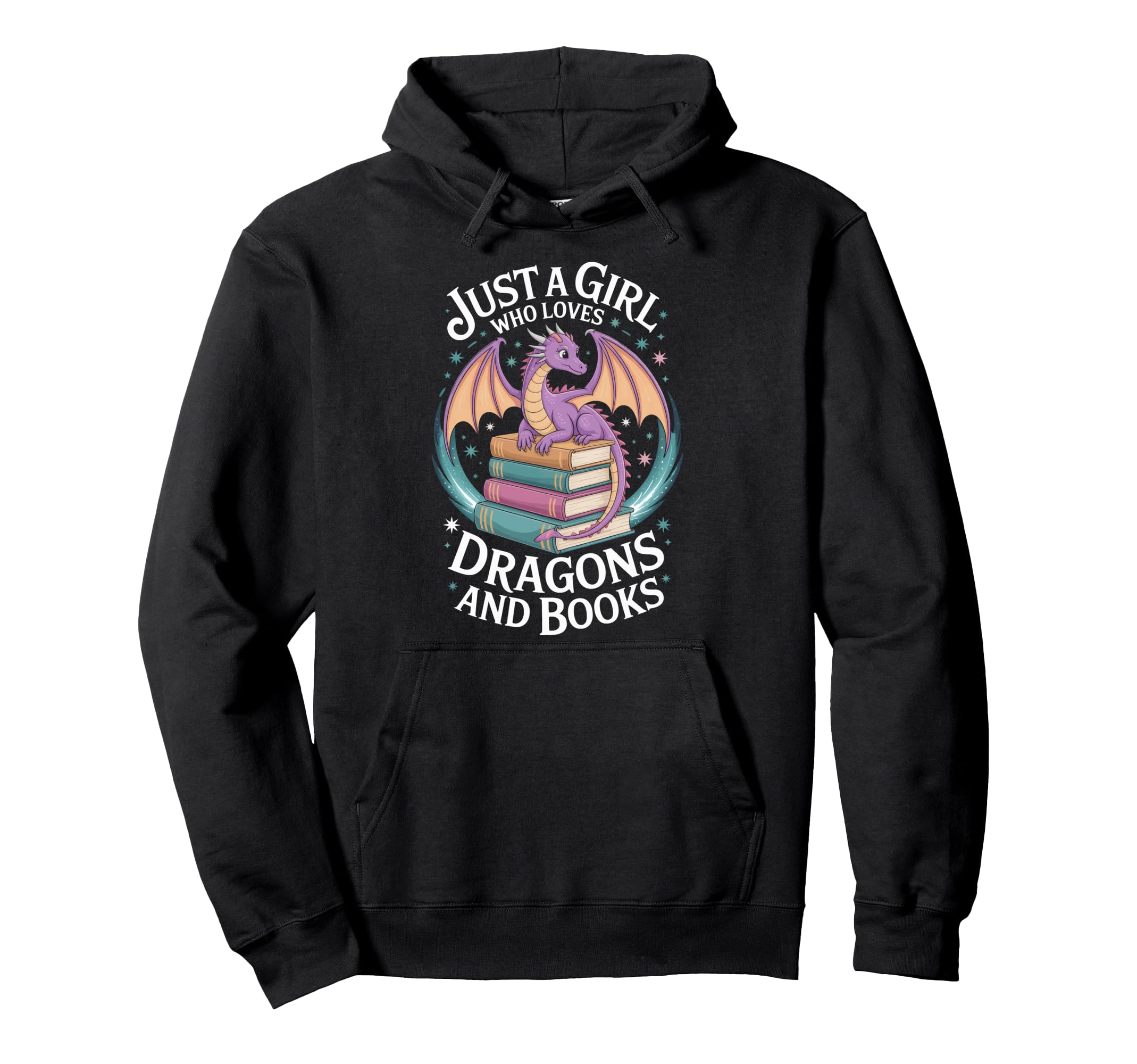 Just Who Loves Dragons And Books Fantasy Hoodie - Graphic Print for Adults - T-Shirt, Sweatshirt, Hoodie