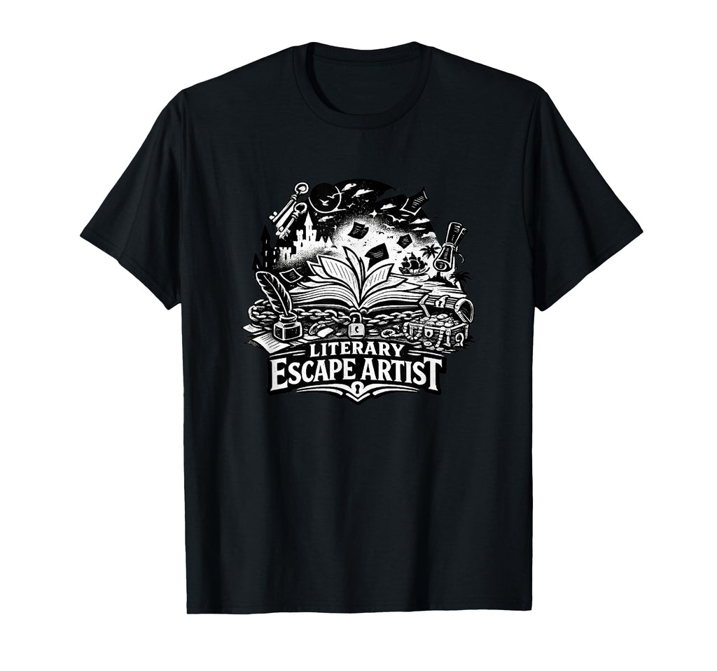 Literary Escape Artist Funny Book Lover T-Shirt - Graphic Print Unisex - T-Shirt, Sweatshirt, Hoodie