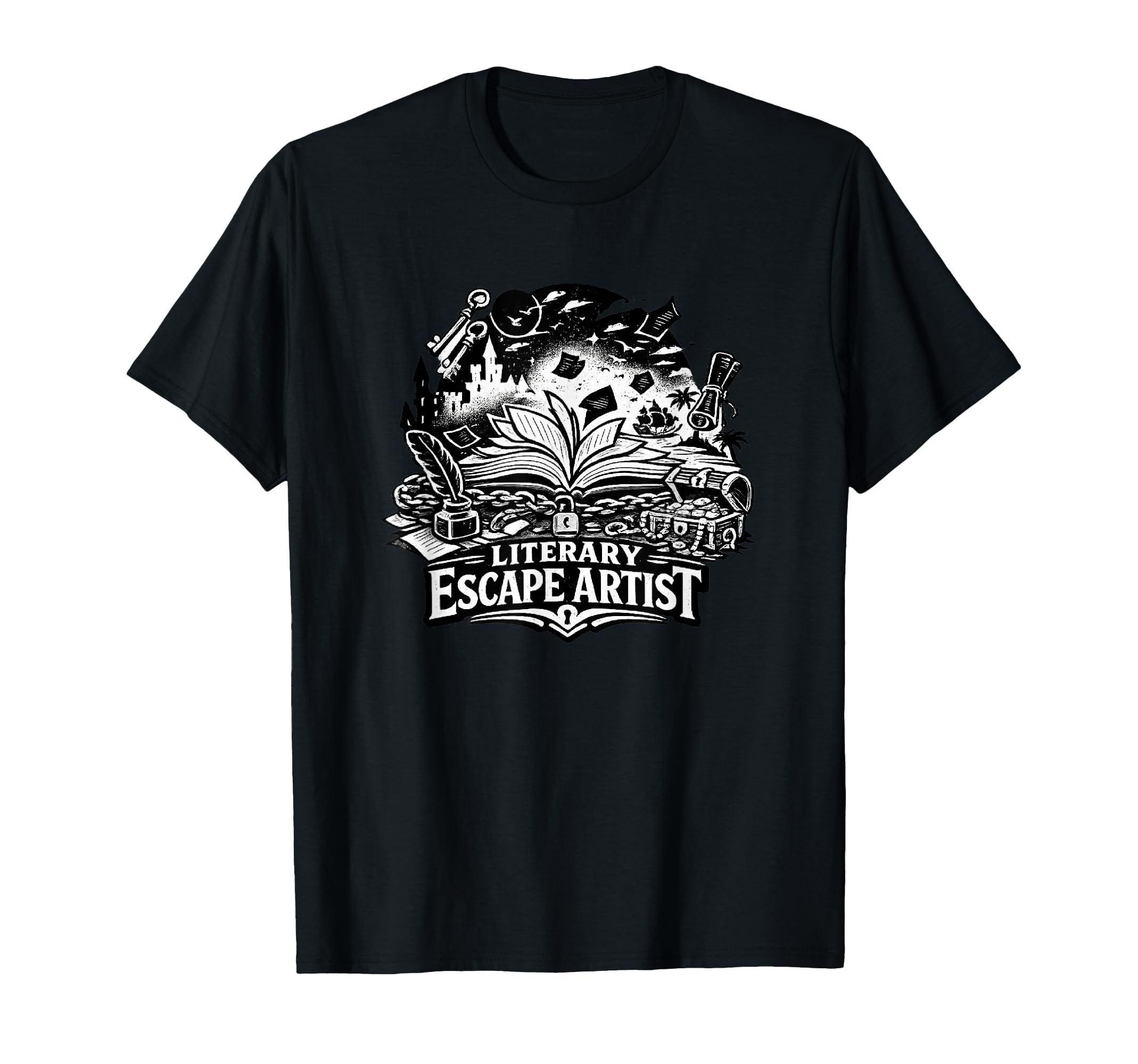 Literary Escape Artist Funny Book Lover T-Shirt - Graphic Print Unisex - T-Shirt, Sweatshirt, Hoodie