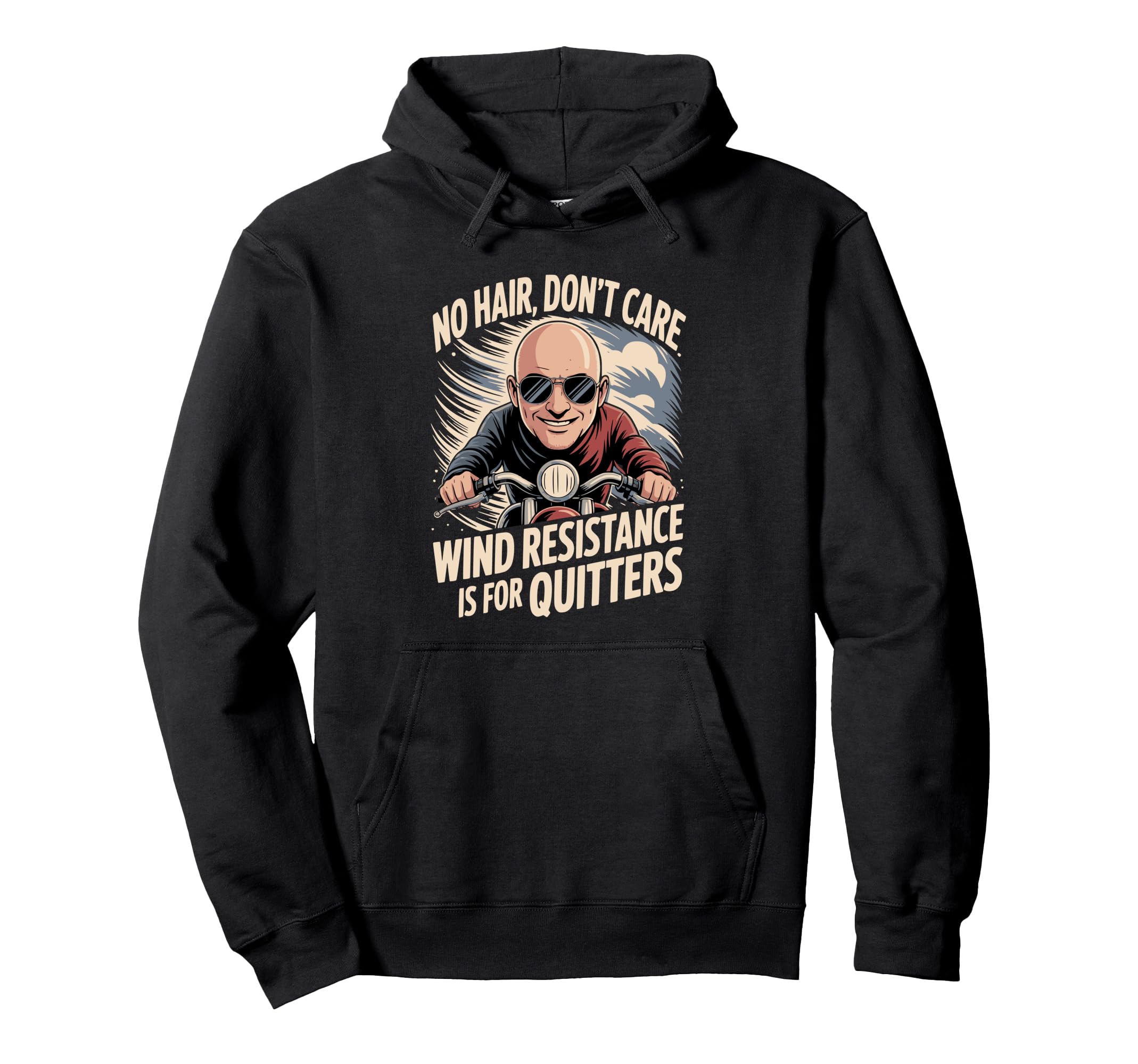 No Hair Dont Care Motorcycle Hoodie - Novelty Apparel for Adults - T-Shirt, Sweatshirt, Hoodie