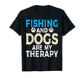 Fishing And Dogs Are My Therapy Angling T-Shirt - Graphic Print for Adults - T-Shirt, Sweatshirt, Hoodie