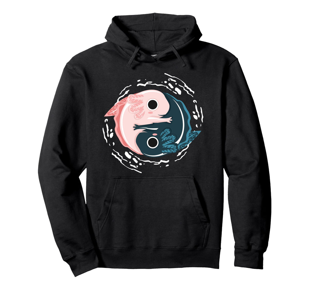 Yin Yang Axolotl Zen Meditation Hoodie - Casual Everyday Wear Men Women - T-Shirt, Sweatshirt, Hoodie