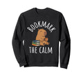 Bookmark Calm Capybara Book Lover Sweatshirt - Minimalist Print for Adults - T-Shirt, Sweatshirt, Hoodie