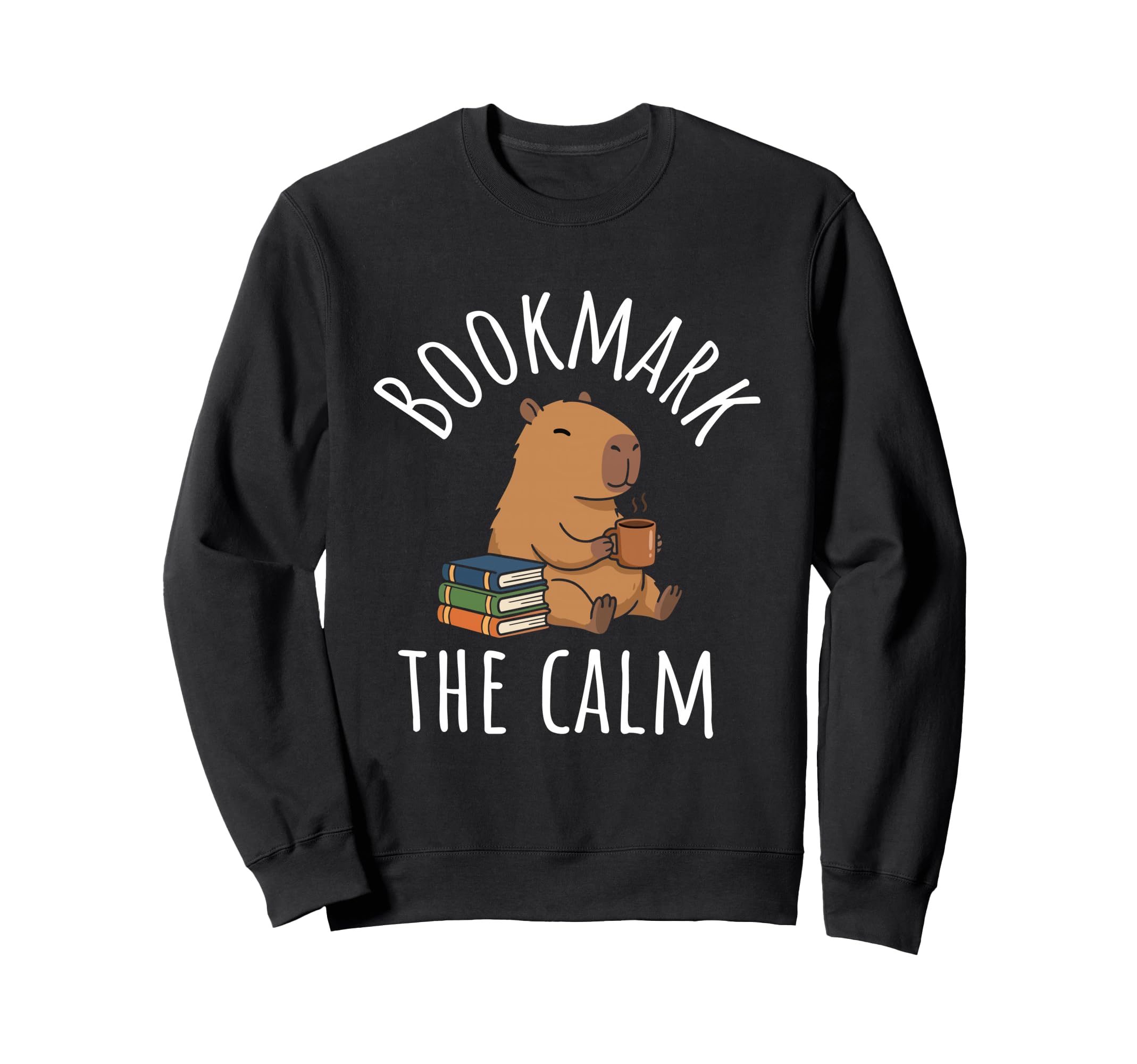 Bookmark Calm Capybara Book Lover Sweatshirt - Minimalist Print for Adults - T-Shirt, Sweatshirt, Hoodie