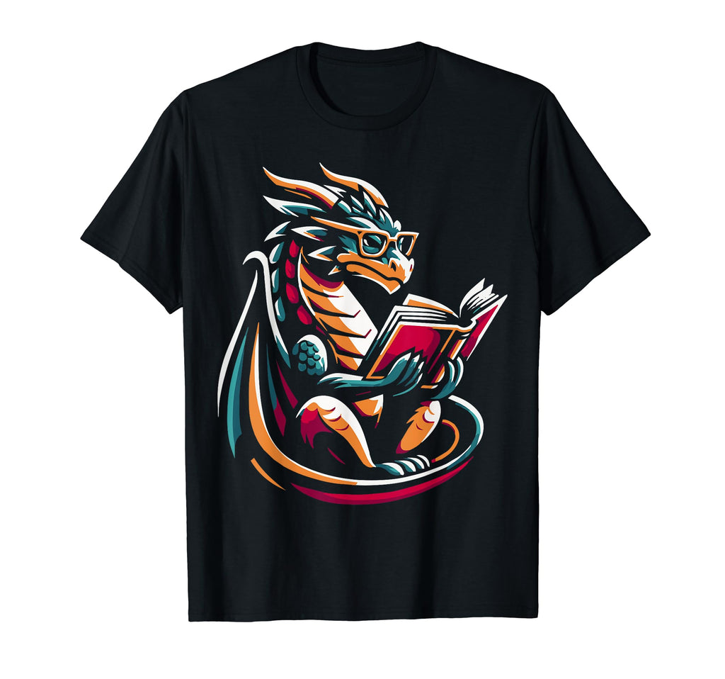 Dragon Reading Book Dragon Enthusiast T-Shirt - Minimalist Print Men Women - T-Shirt, Sweatshirt, Hoodie