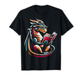 Dragon Reading Book Dragon Enthusiast T-Shirt - Minimalist Print Men Women - T-Shirt, Sweatshirt, Hoodie