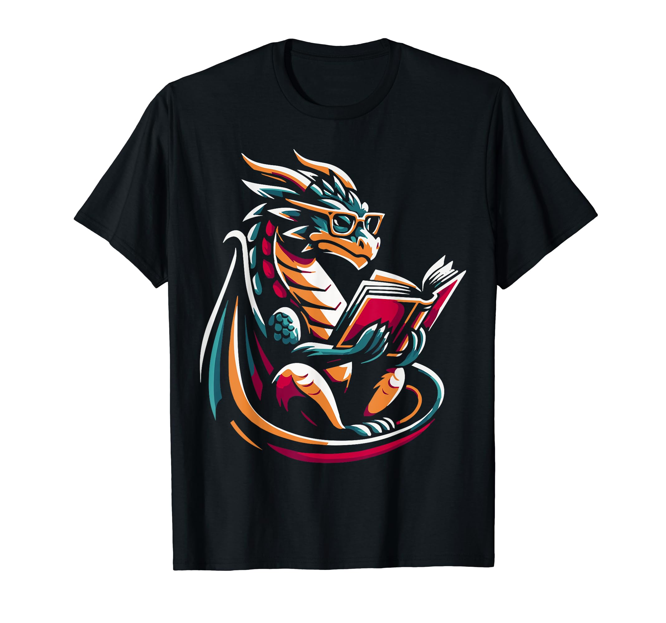 Dragon Reading Book Dragon Enthusiast T-Shirt - Minimalist Print Men Women - T-Shirt, Sweatshirt, Hoodie