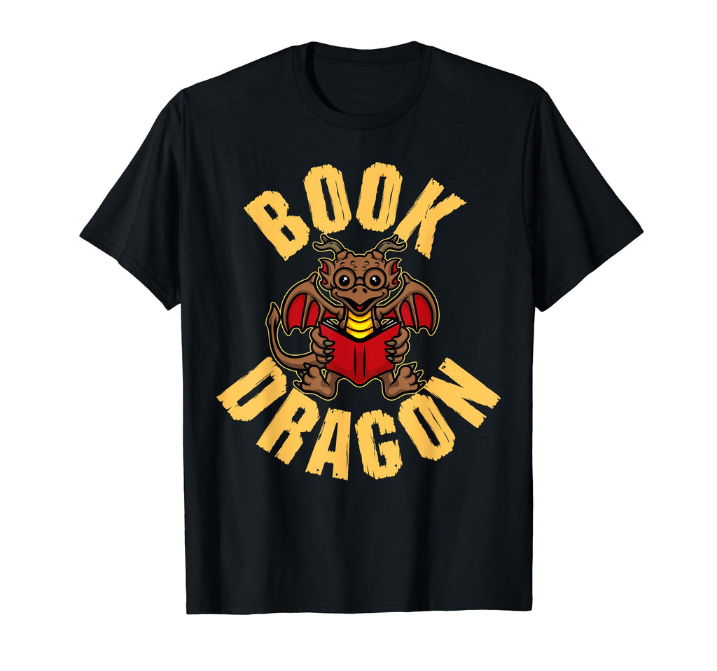 Book Dragon Reading Book Funny Dragon T-Shirt - Graphic Print for Adults - T-Shirt, Sweatshirt, Hoodie