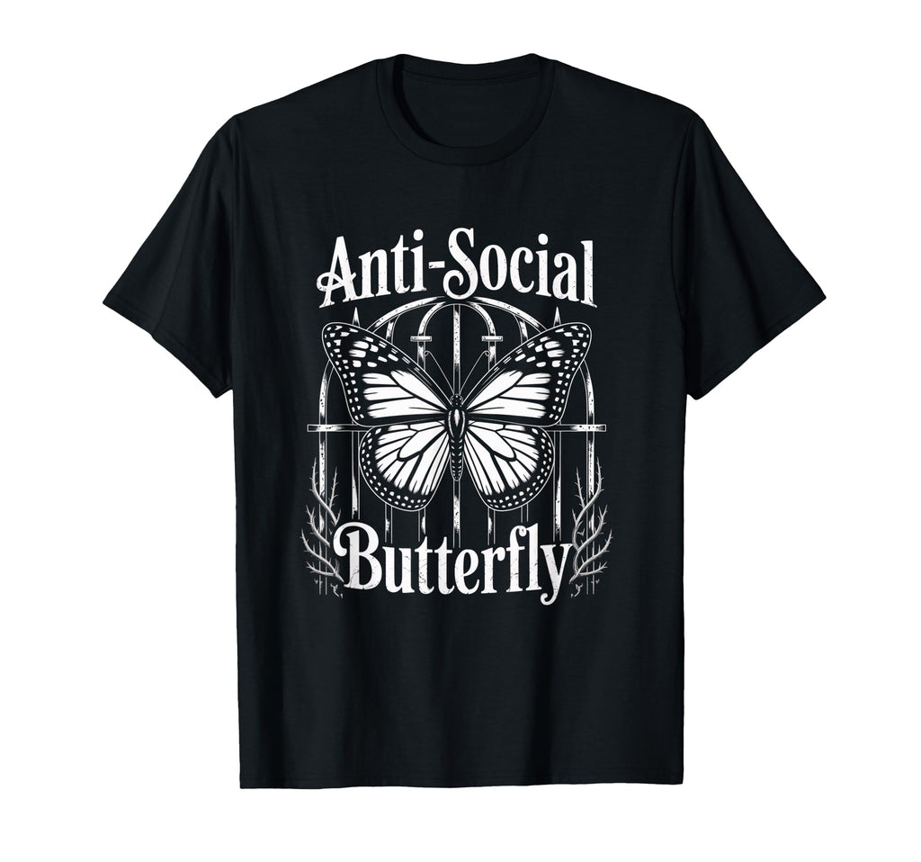 Gothic Antisocial Butterfly Aesthetic T-Shirt - Trendy Graphic for Adults - T-Shirt, Sweatshirt, Hoodie