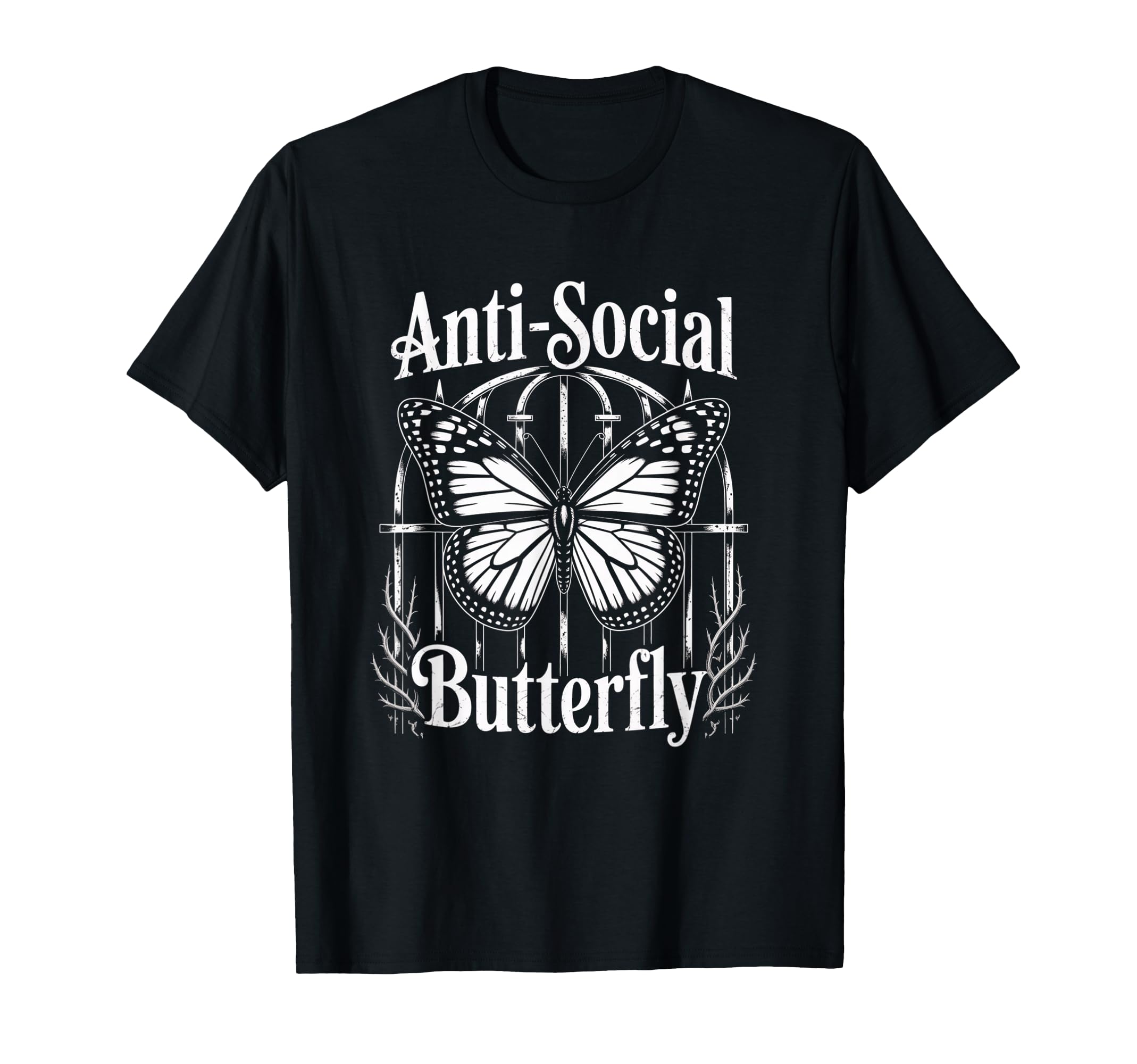 Gothic Antisocial Butterfly Aesthetic T-Shirt - Trendy Graphic for Adults - T-Shirt, Sweatshirt, Hoodie