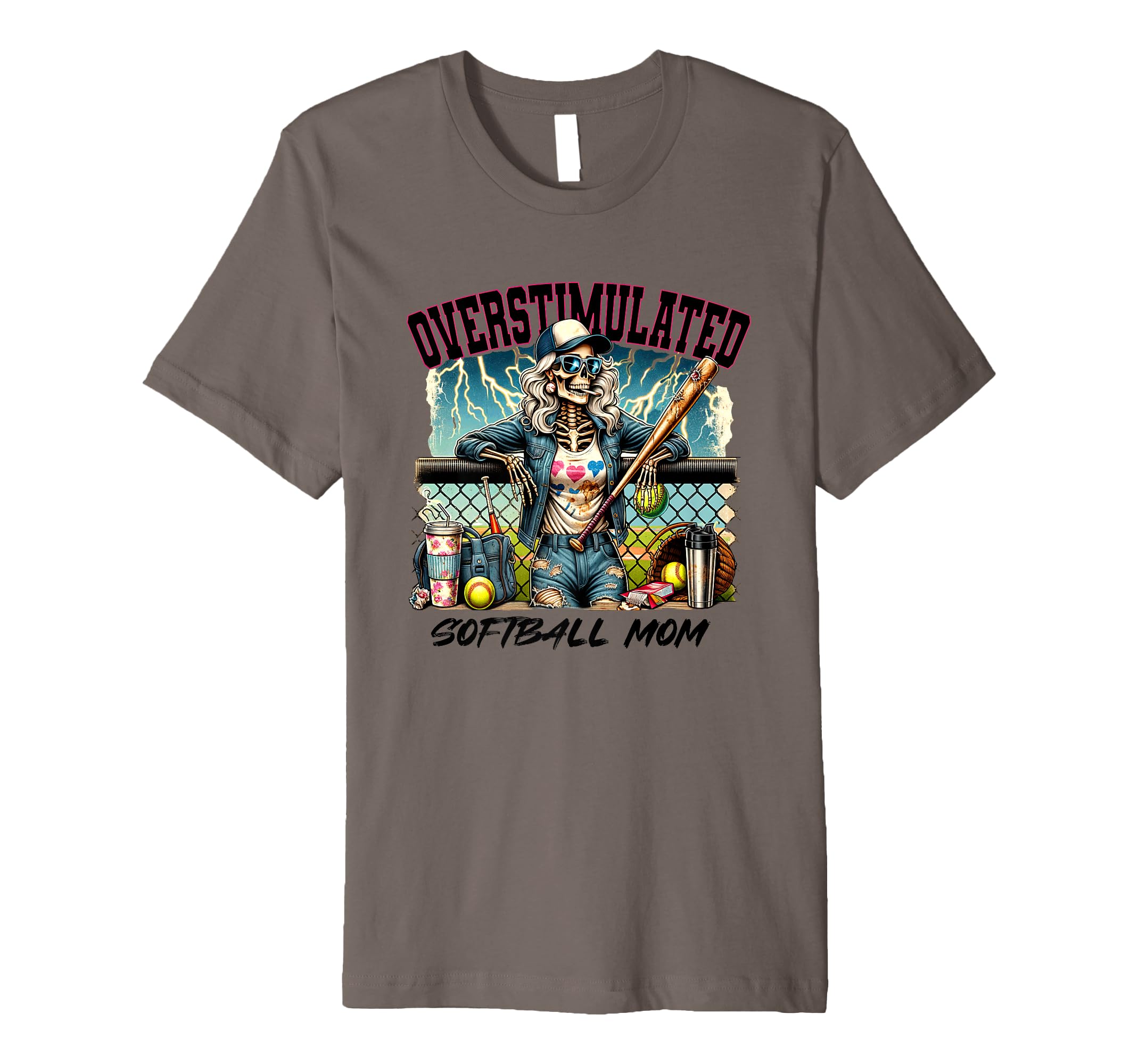 Overstimulated Skeleton Baseball T-Shirt - Custom Art Print for Adults - T-Shirt, Sweatshirt, Hoodie