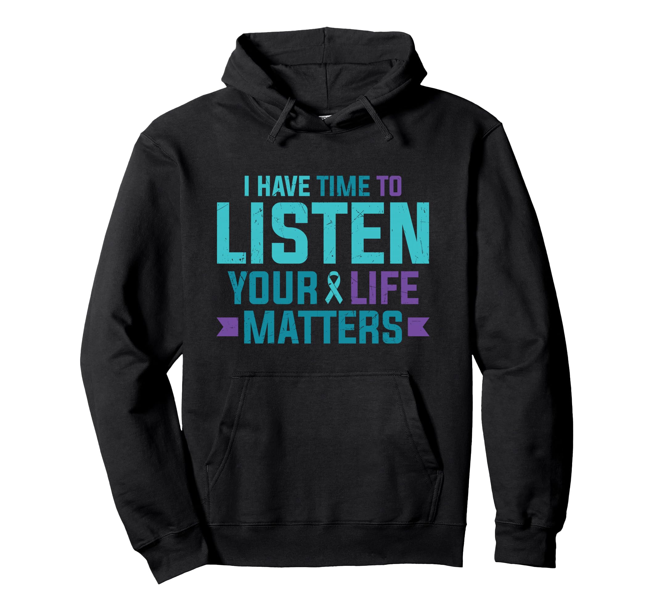 Purple Teal Ribbon I Have Time To Hoodie - Minimalist Print Men Women - T-Shirt, Sweatshirt, Hoodie