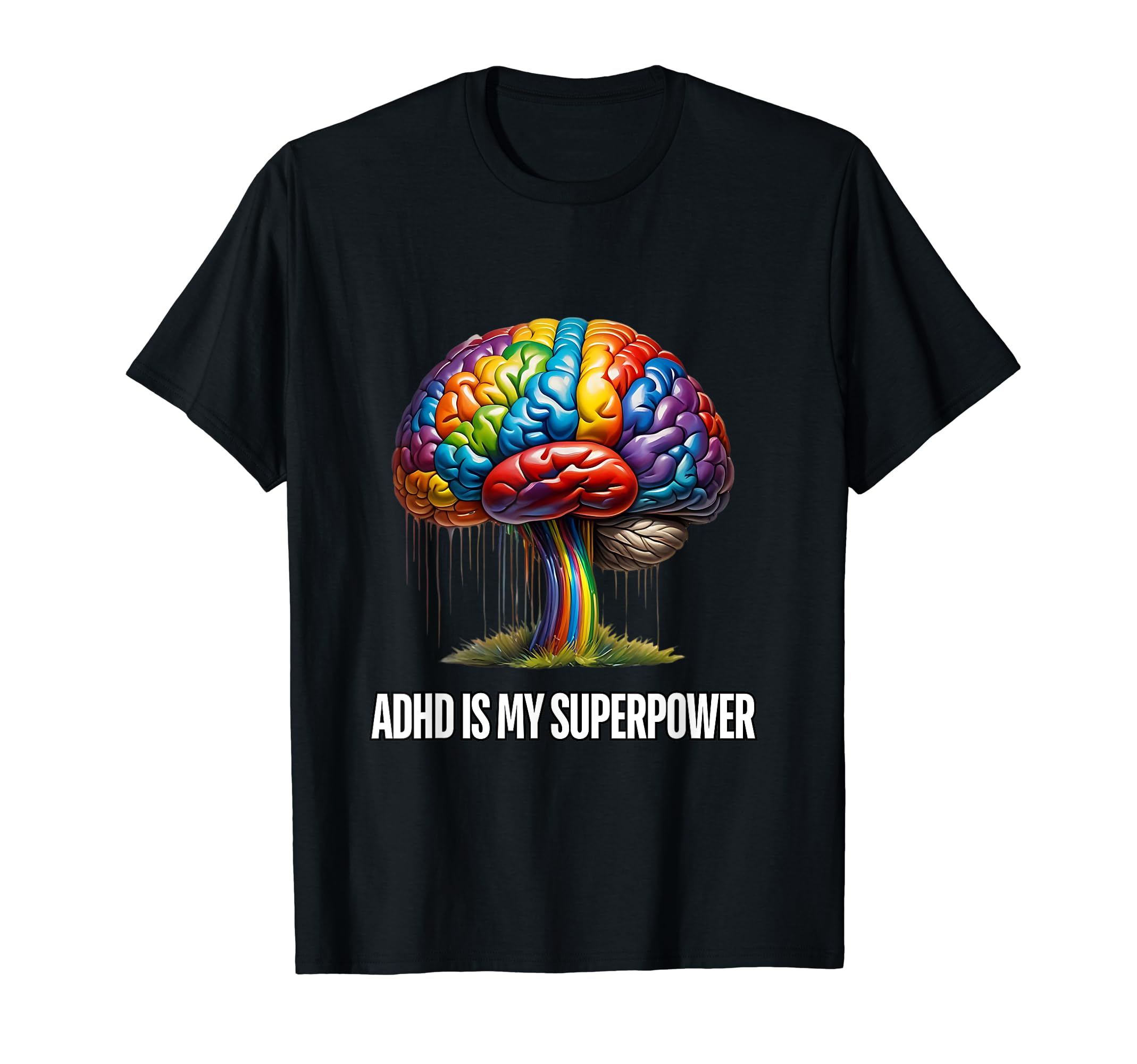 Adhd Is My Superpower Rainbow Brain T-Shirt - Trendy Graphic for Adults - T-Shirt, Sweatshirt, Hoodie