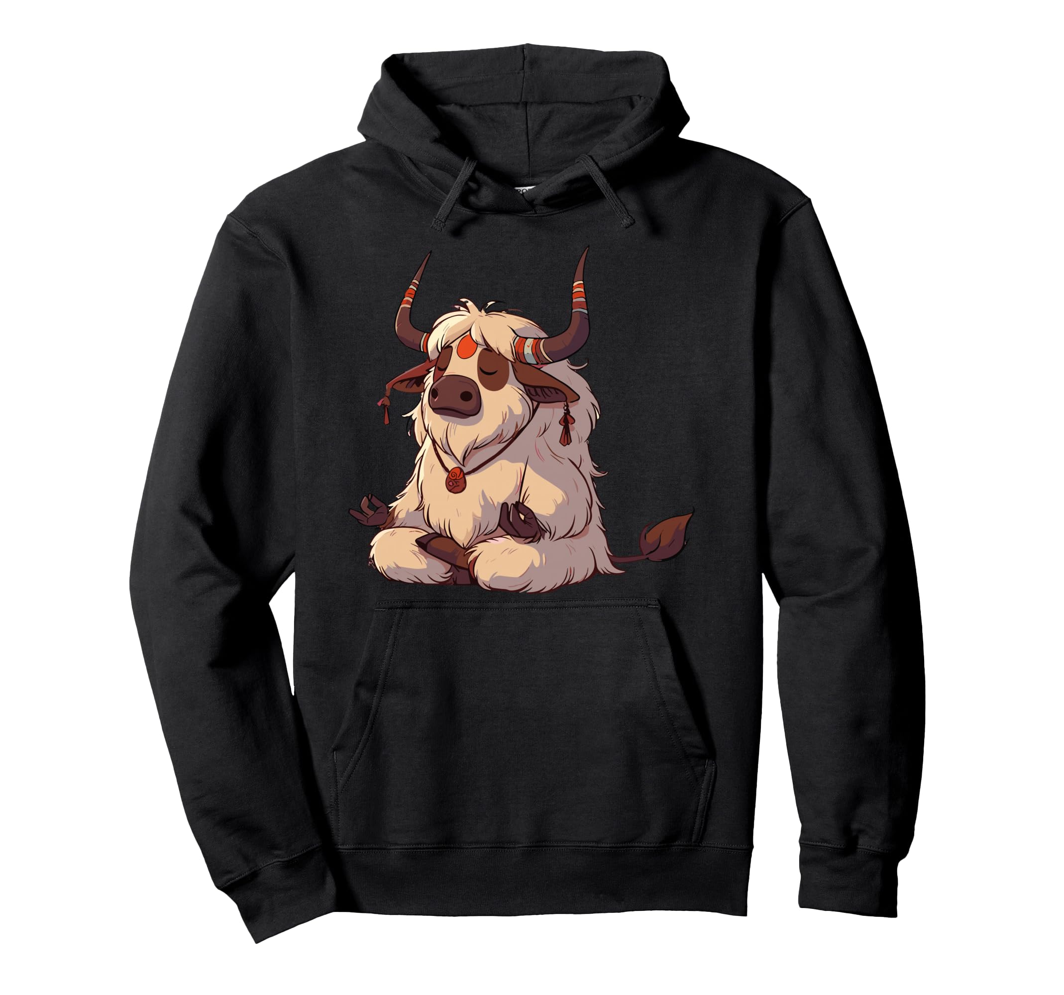 Meditation Yak Yoga Pose Relaxing Animal Hoodie - Aesthetic Graphic Unisex - T-Shirt, Sweatshirt, Hoodie