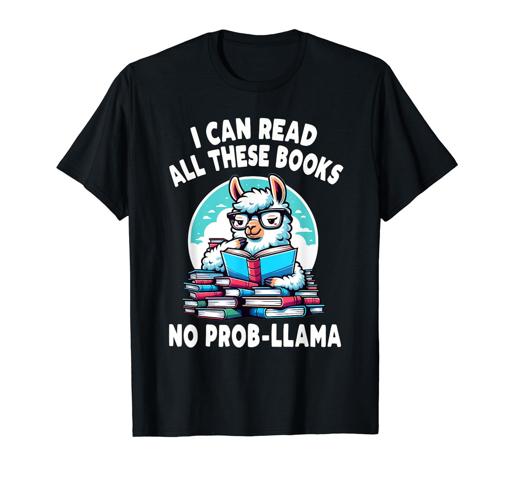 No Probllama Llama Alpaca Book Readers T-Shirt - Minimalist Print Unisex - T-Shirt, Sweatshirt, Hoodie