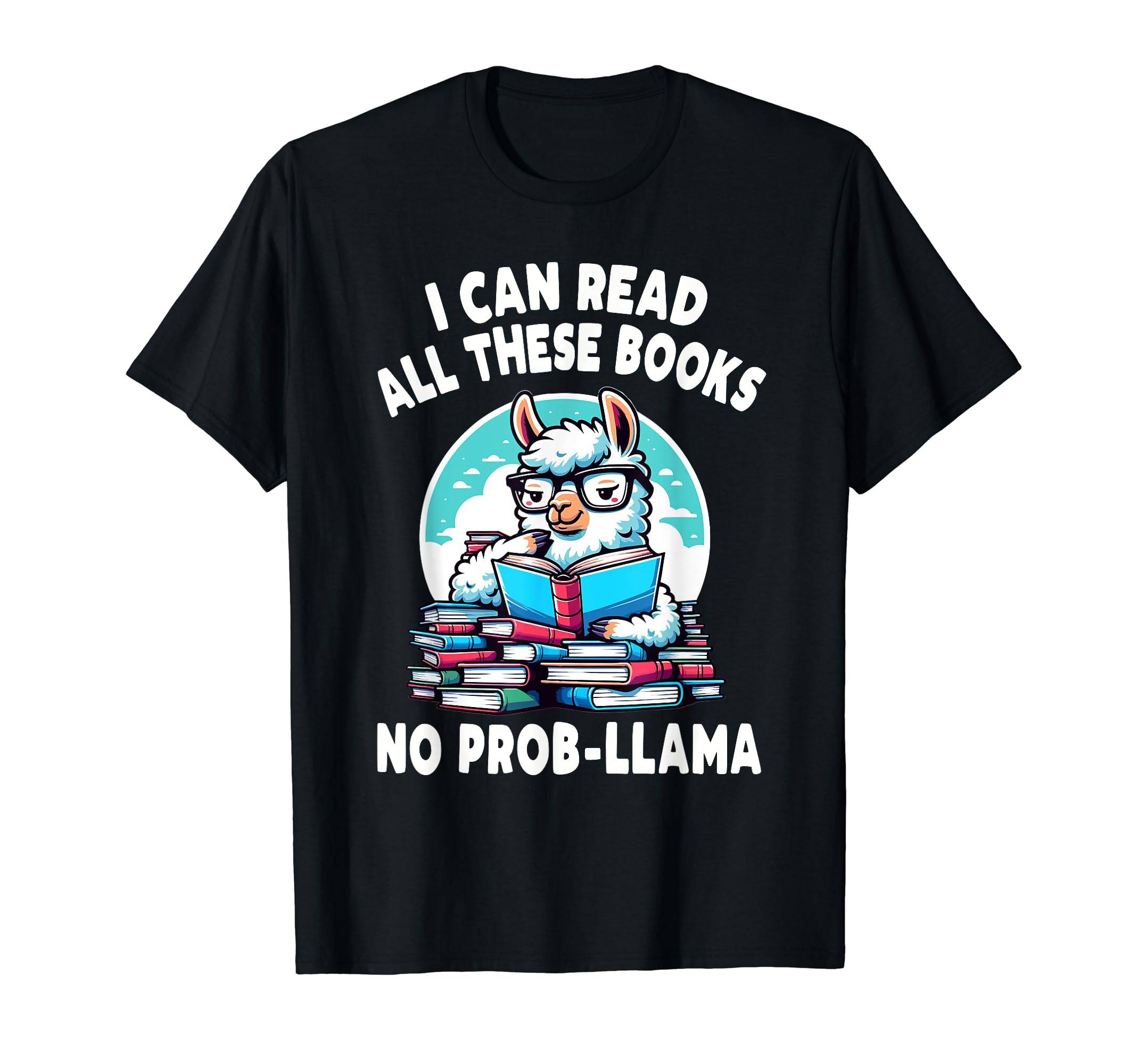 No Probllama Llama Alpaca Book Readers T-Shirt - Minimalist Print Unisex - T-Shirt, Sweatshirt, Hoodie