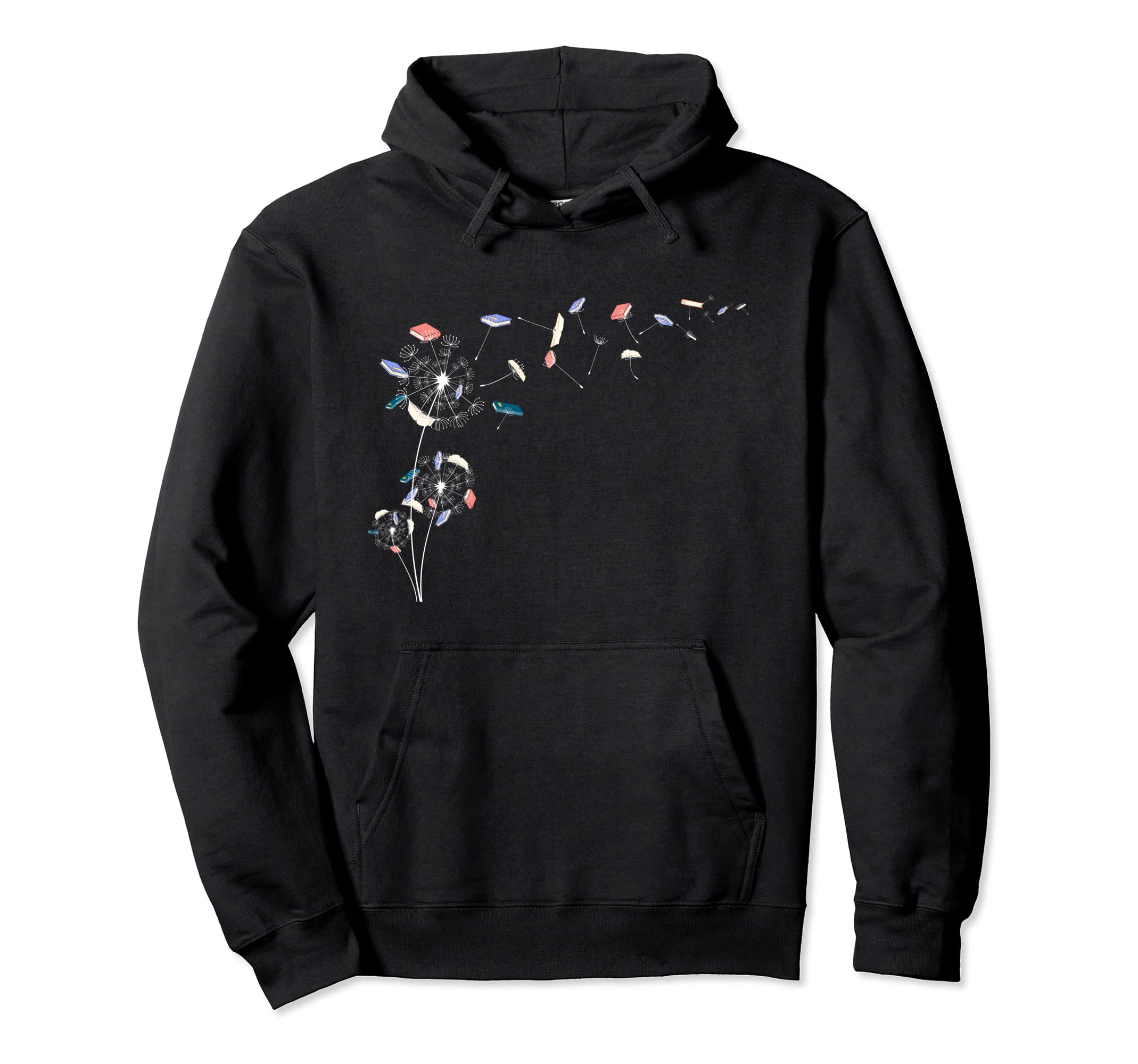Book Reading Nerd Dandelion Librarian Hoodie - Minimalist Print for Adults - T-Shirt, Sweatshirt, Hoodie