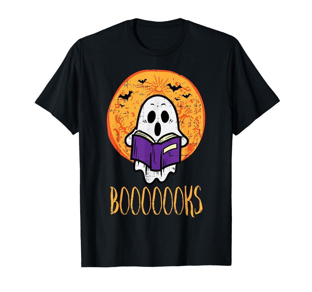 Boooks Moon Ghost Reading Halloween T-Shirt - Fun Novelty Design Men Women - T-Shirt, Sweatshirt, Hoodie