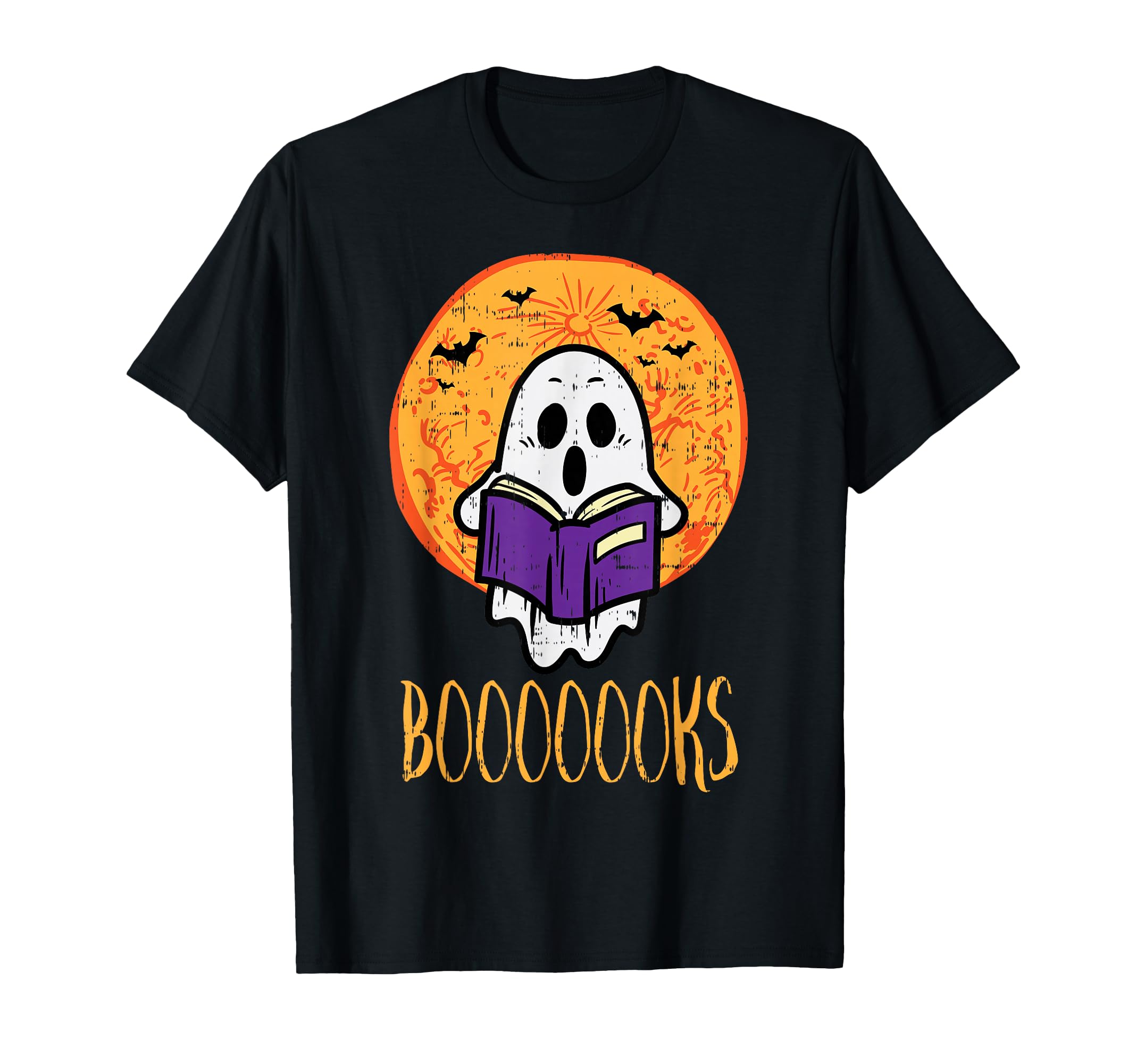 Boooks Moon Ghost Reading Halloween T-Shirt - Fun Novelty Design Men Women - T-Shirt, Sweatshirt, Hoodie